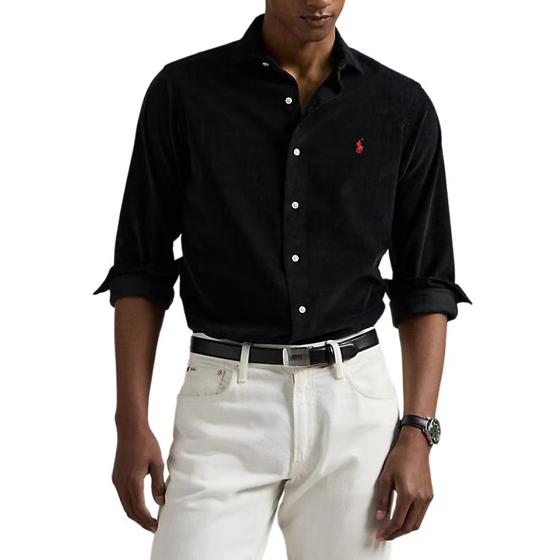 Polo Ralph Lauren Shirts Men's Black Wide Spread Collar Moderate Other