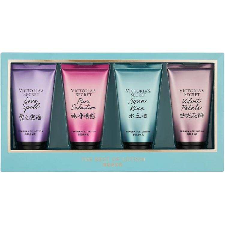 Victoria's Secret Whisper Of Love Kiss Body Lotion Moisturizing And Nourishing Four Piece Set