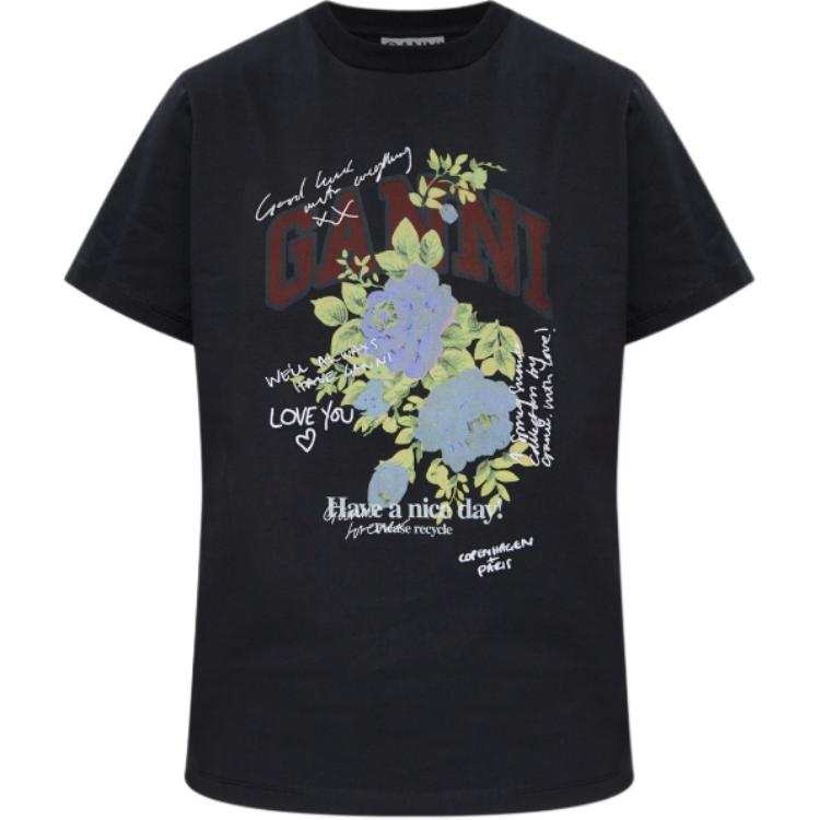 Ganni Flower Printed T-Shirt