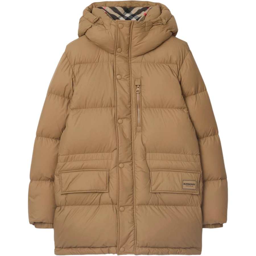 Burberry Down Jackets Men's Camel Brown Hooded Moderate