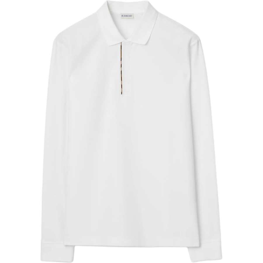 Burberry Polo Shirts Men's White Polo Collar Moderate Straight Fit