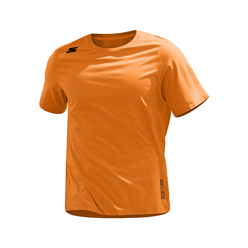 Skechers T Shirts Men's Gray Orange 06CF Crew Neck Moderate