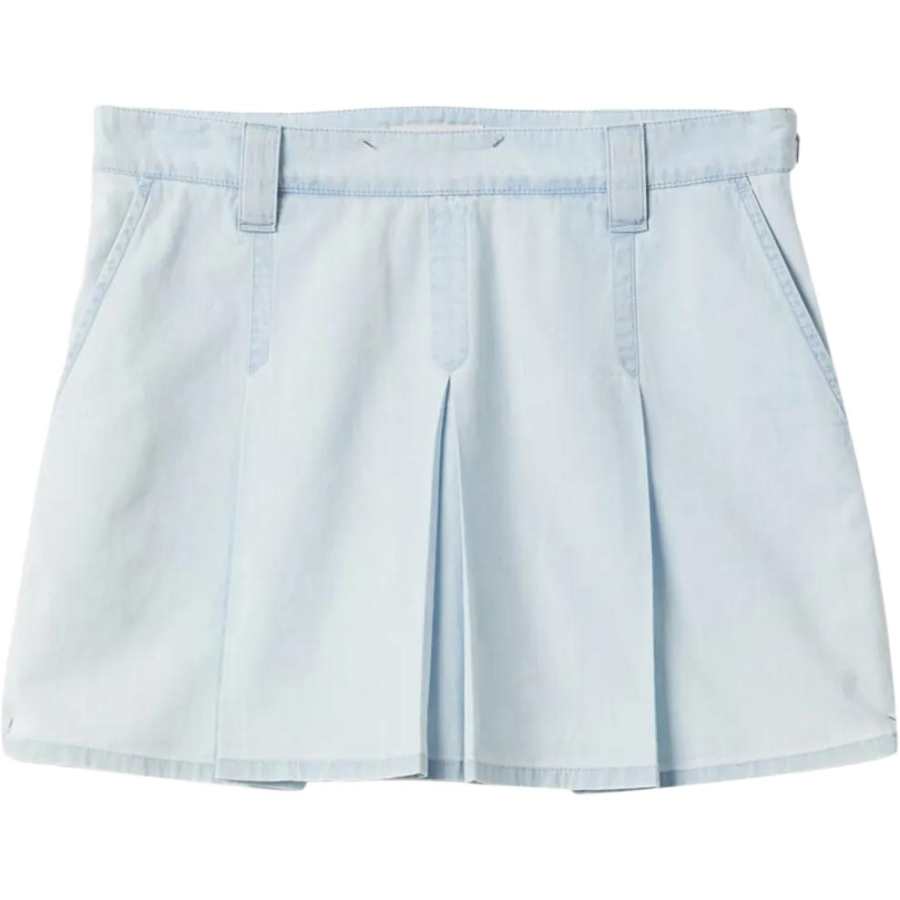 MIU MIU Low rise Pleated Chambray Skirt