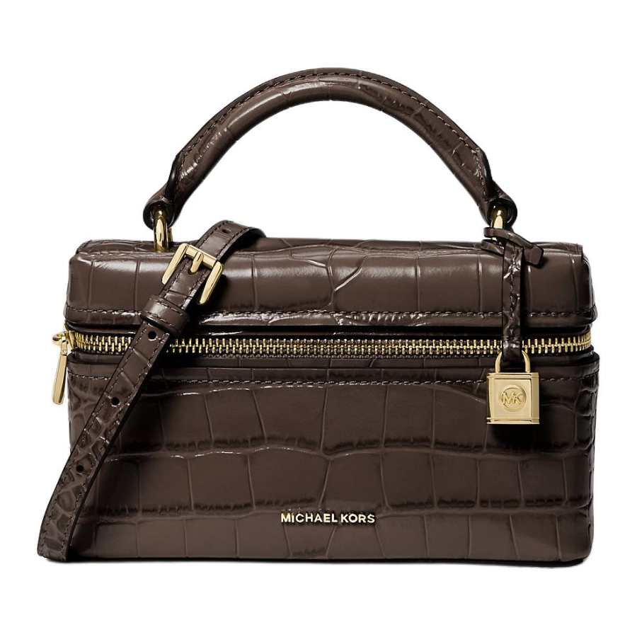 MICHAEL KORS Jana Leather Shoulder Bag, Crossbody Bag, Handbag Mini Women's Chocolate