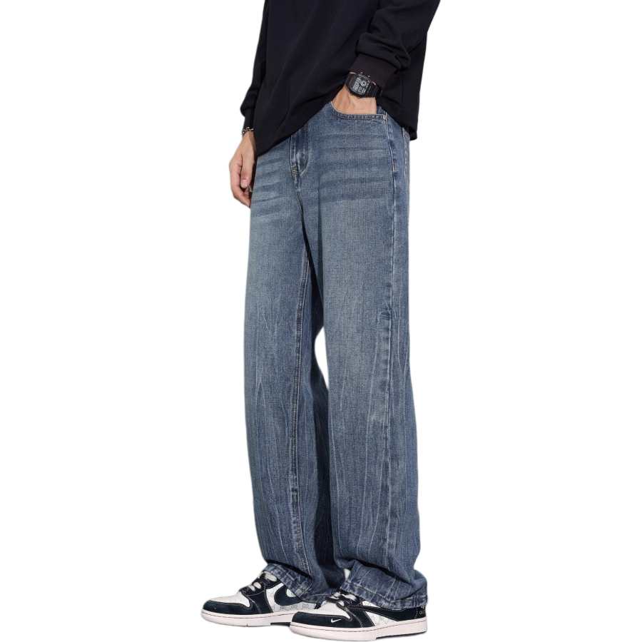 Tonlion Jeans Unisex Denim Blue Moderate Wide Leg Pants