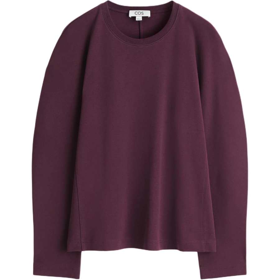 COS T Shirts Women's Dark Red Crew Neck Moderate
