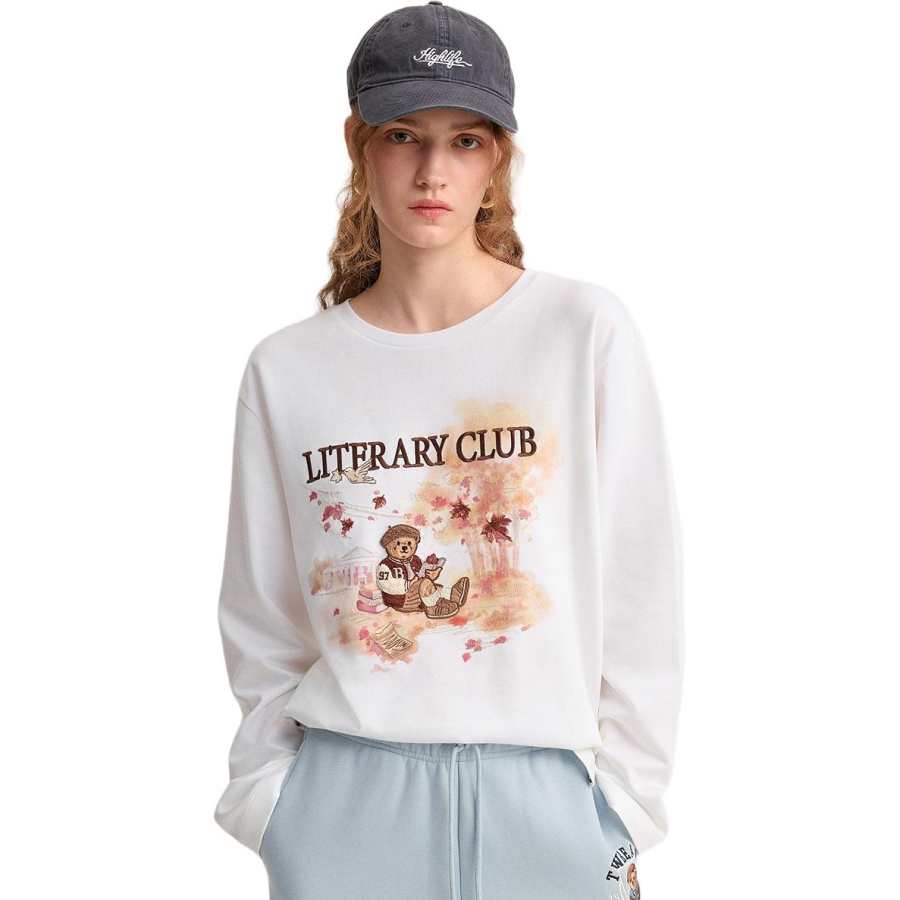 Teenie Weenie T Shirts Women's Ivory White Crew Neck Moderate Straight Fit