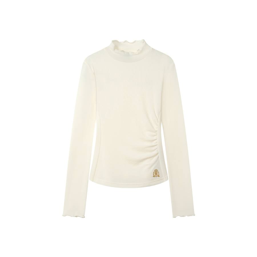 Teenie Weenie T Shirts Women's Ivory White Half Turtleneck Moderate Straight Fit