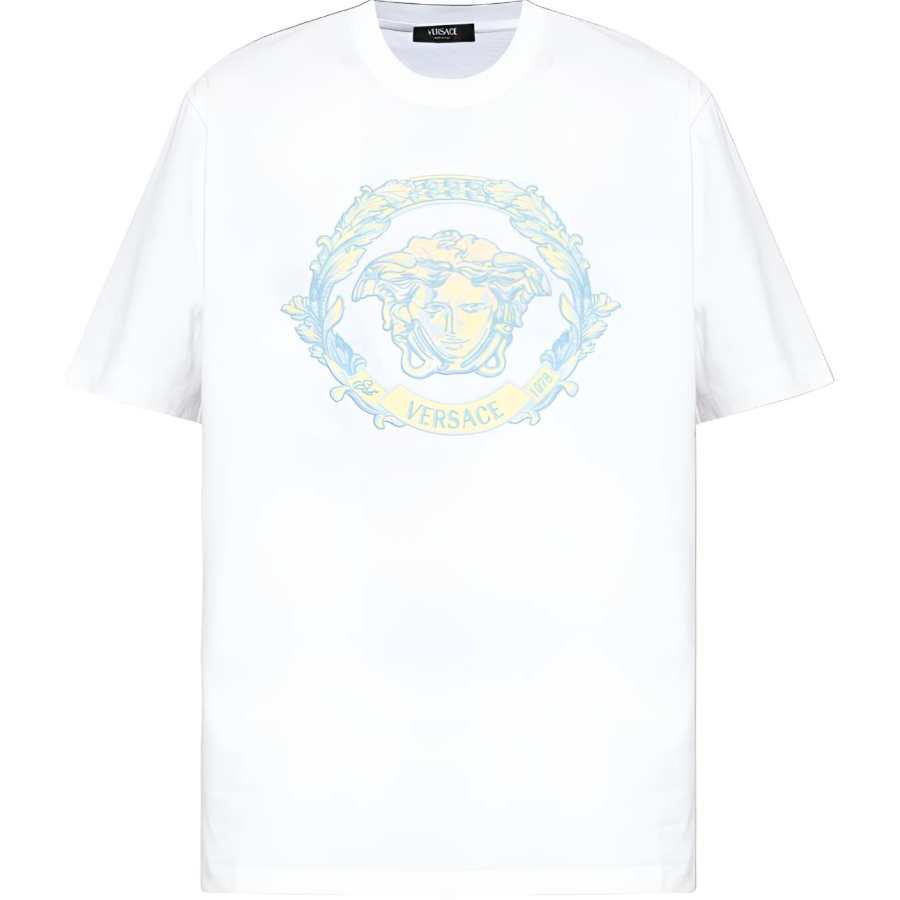 VERSACE VERSACE Barocco Wave Crest Cotton T shirt