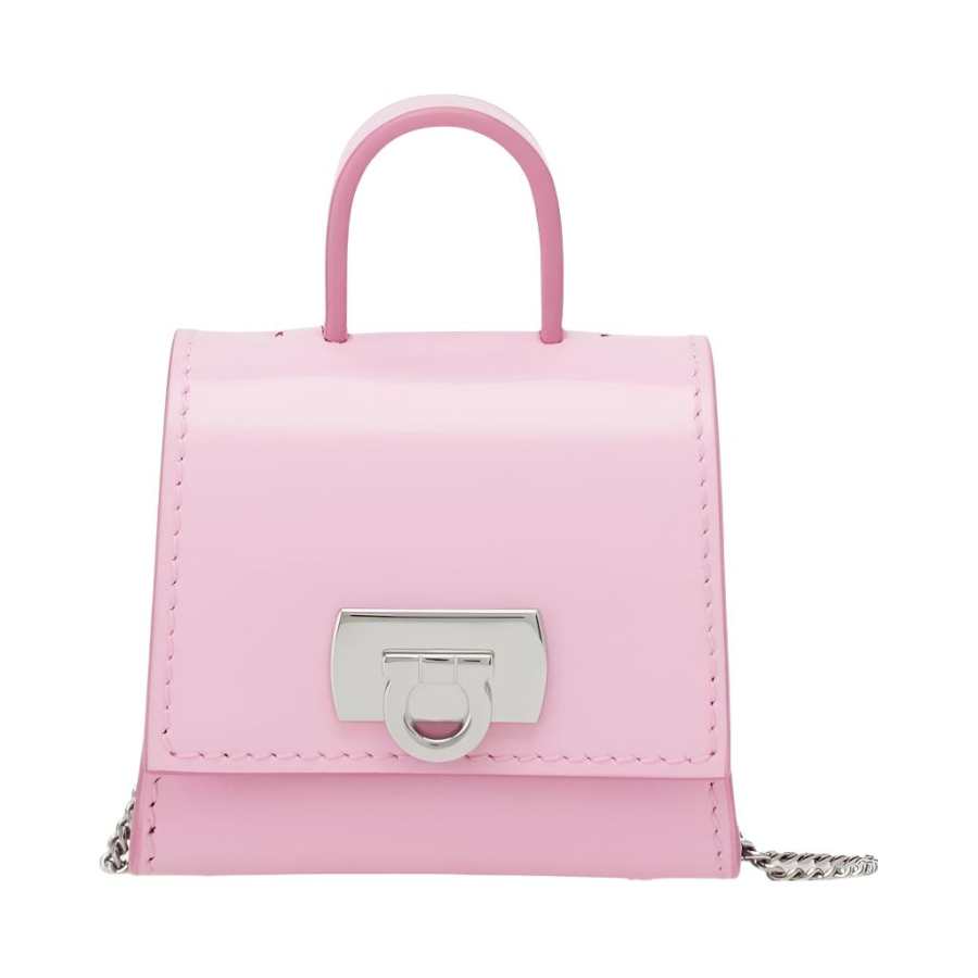 FERRAGAMO Smooth Calfskin Shoulder Bag, Crossbody Bag, Earphone Case Women's Light Pink