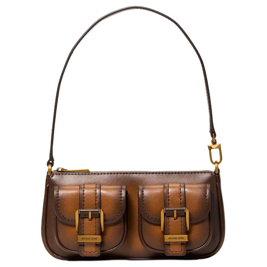 MICHAEL KORS Zoe Polished Leather Shoulder Bag Small Women's Brown