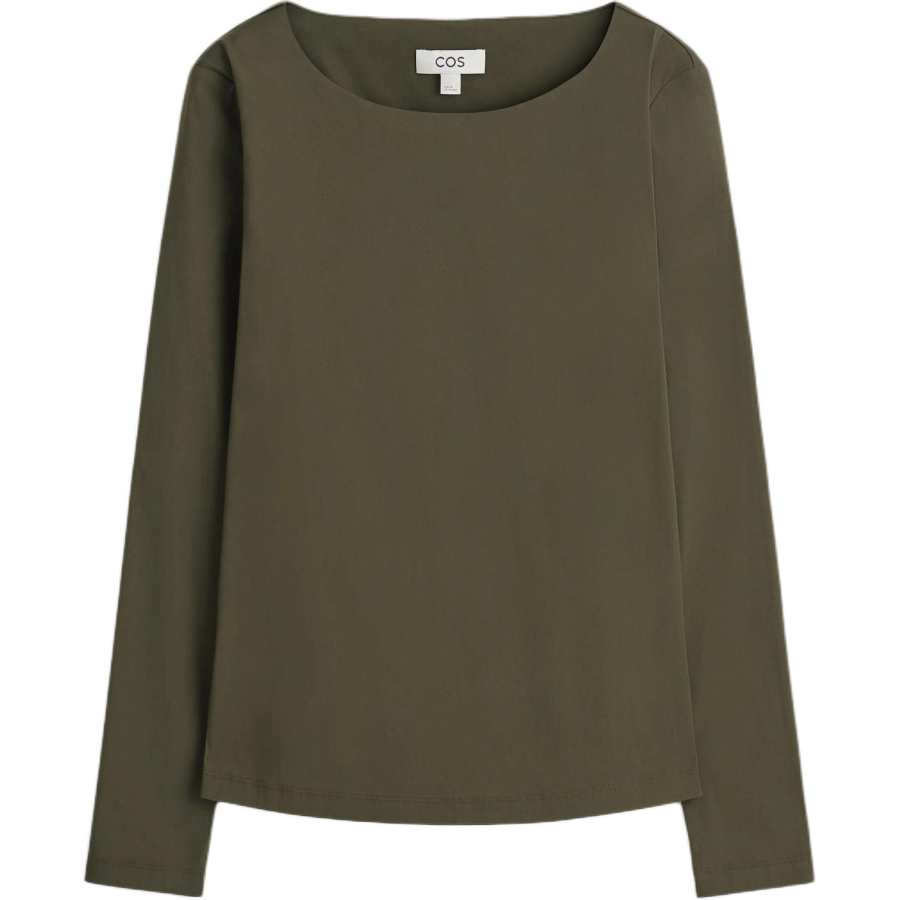 COS T Shirts Women's Khaki Green Crew Neck Moderate