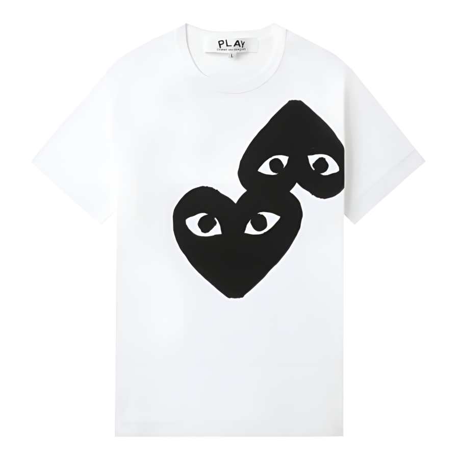 CDG Play T Shirts Unisex White Crew Neck Moderate