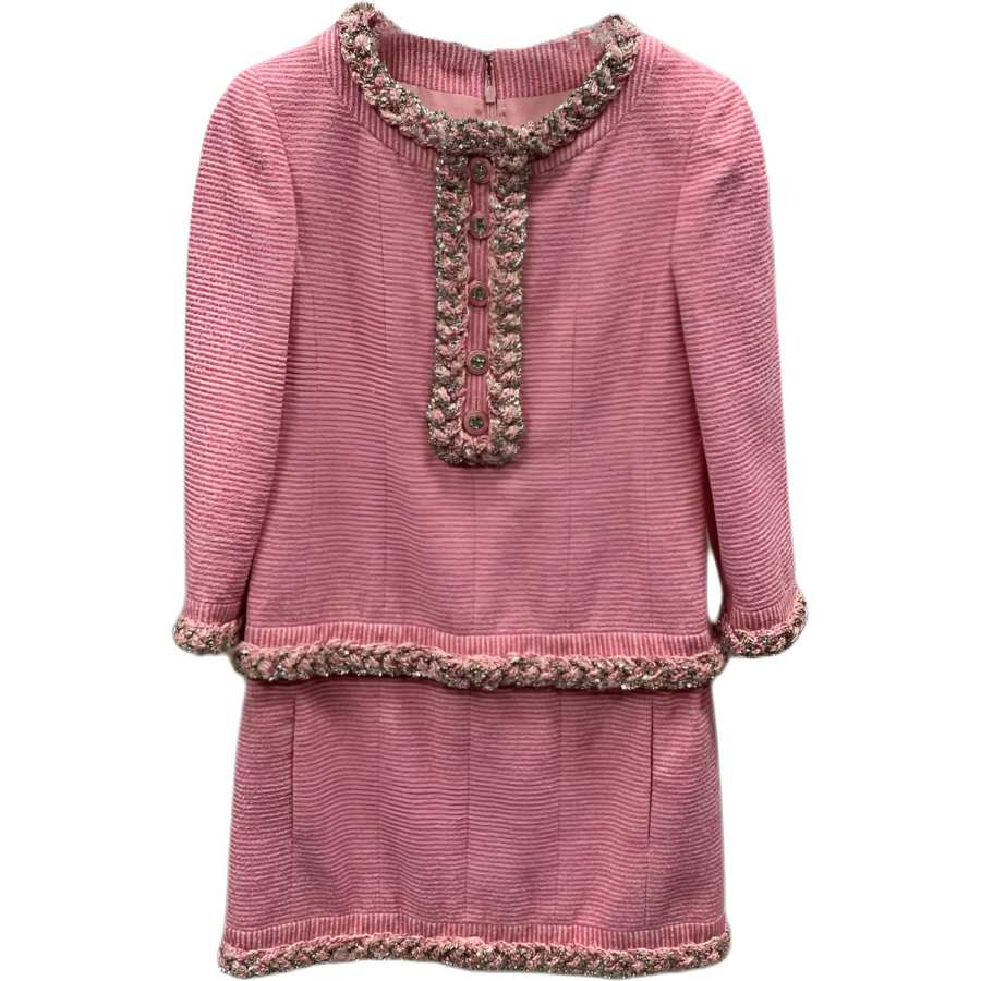 CHANEL Long Sleeved Dress Women's Pink