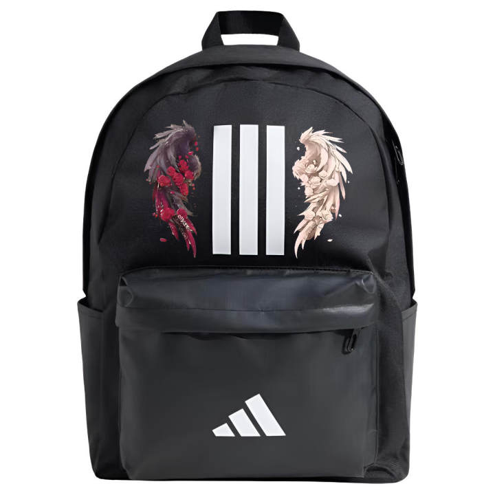 Adidas Adidas Fabric White Ink Print Backpack Regular Unisex Black