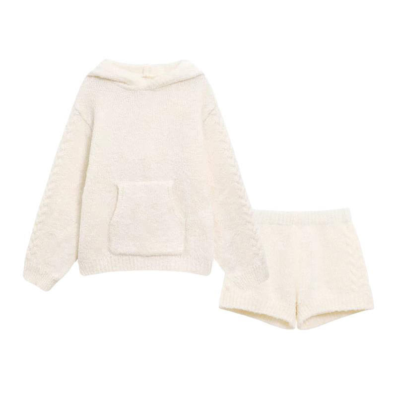 MARIE·COCO Casual Suits Women's Top+Shorts Hooded Moderate Short