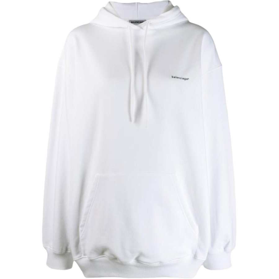 Balenciaga Sweatshirts Women's White Hooded Moderate Regular