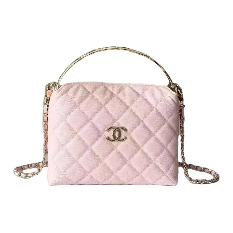 CHANEL Grain Cow Leather Material Gold Metal Shoulder Bag, Crossbody Bag, Handbag Women's Light Pink