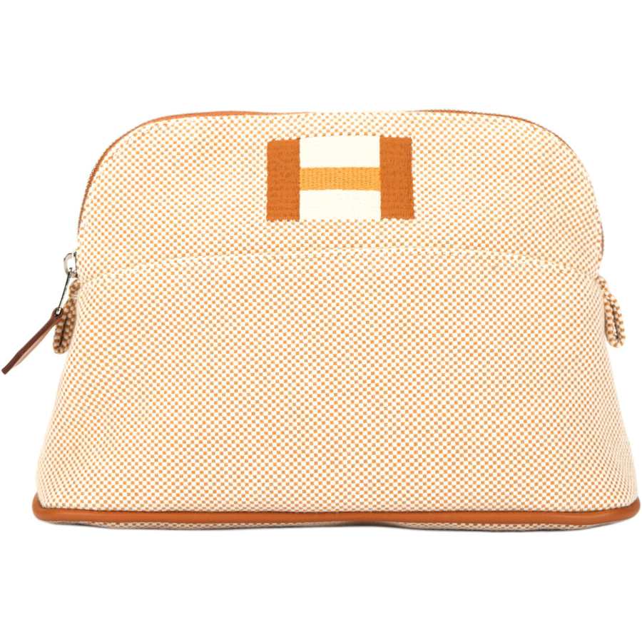 HERMES Bolide Cotton Makeup Bag Mini Women's 06 Dore Gilded Gold
