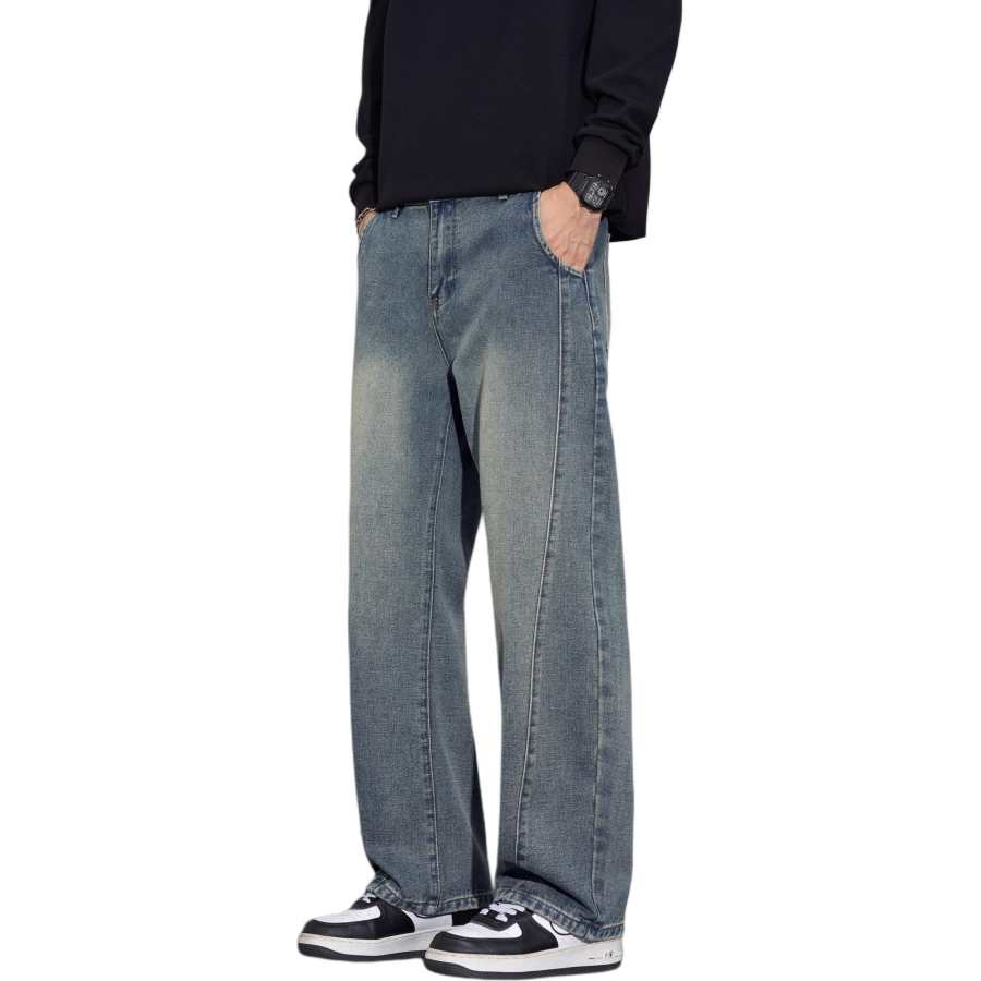 Tonlion Jeans Unisex Vintage Blue Moderate Wide Leg Pants