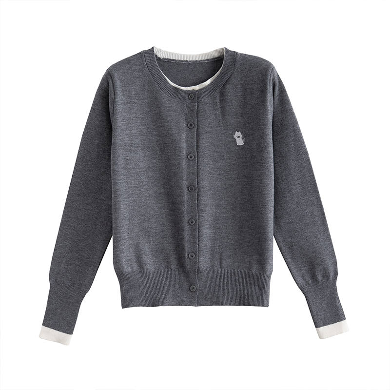 Tonlion Knitwear Women's Dark Heather Gray Crew Neck Moderate Mock Two Piece