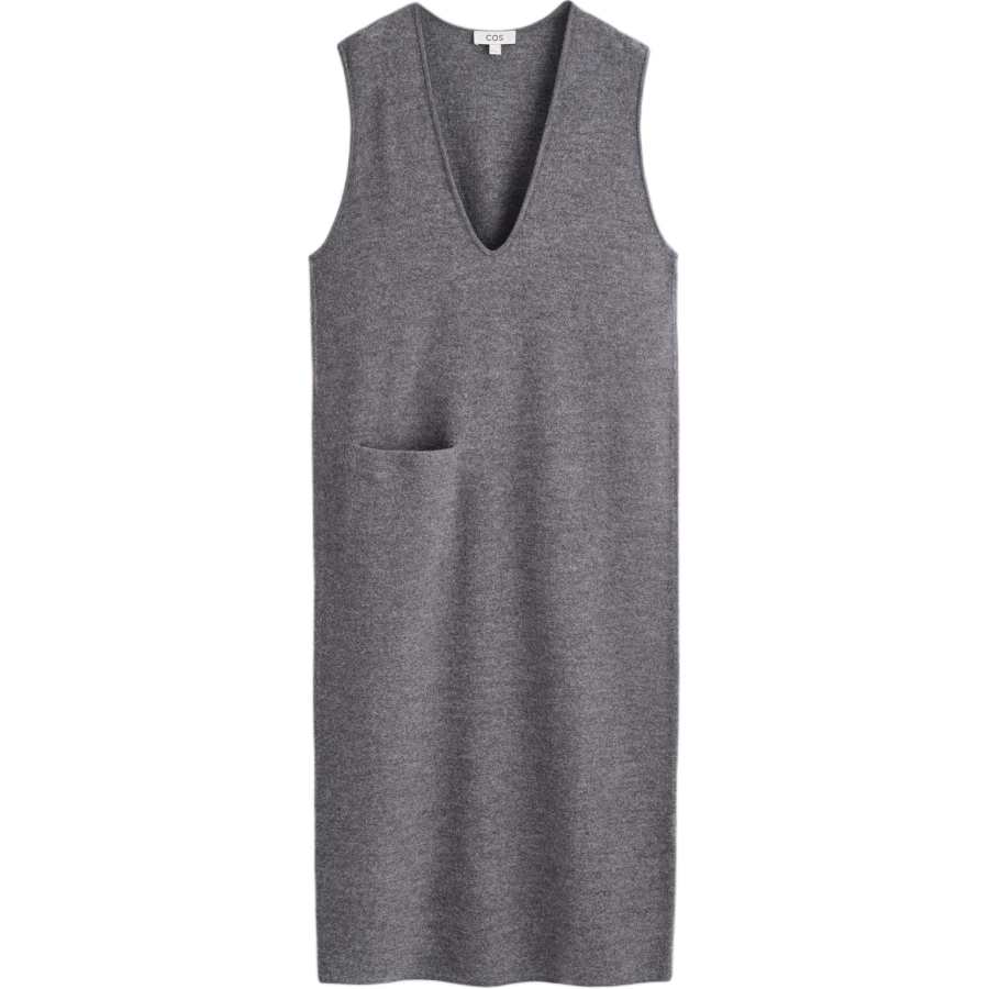 COS Sleeveless Dresses Women's Gray V Neck Moderate Long