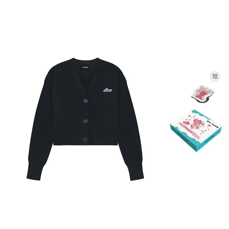 WE11DONE WE11DONE Logo patch Ribbed knit Wool Cardigan
