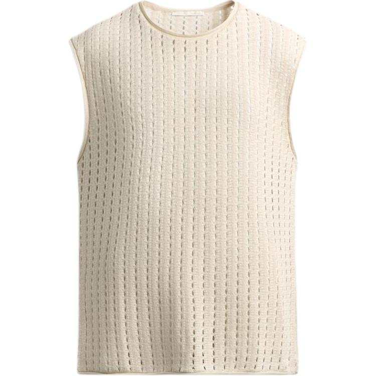 ZARA Tank Tops Men's Frosted White Crew Neck Moderate Straight Fit
