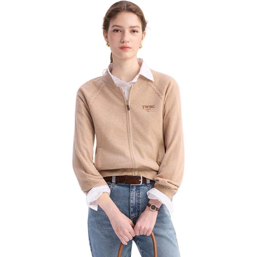 Teenie Weenie Knitwear Women's Khaki Crew Neck Moderate