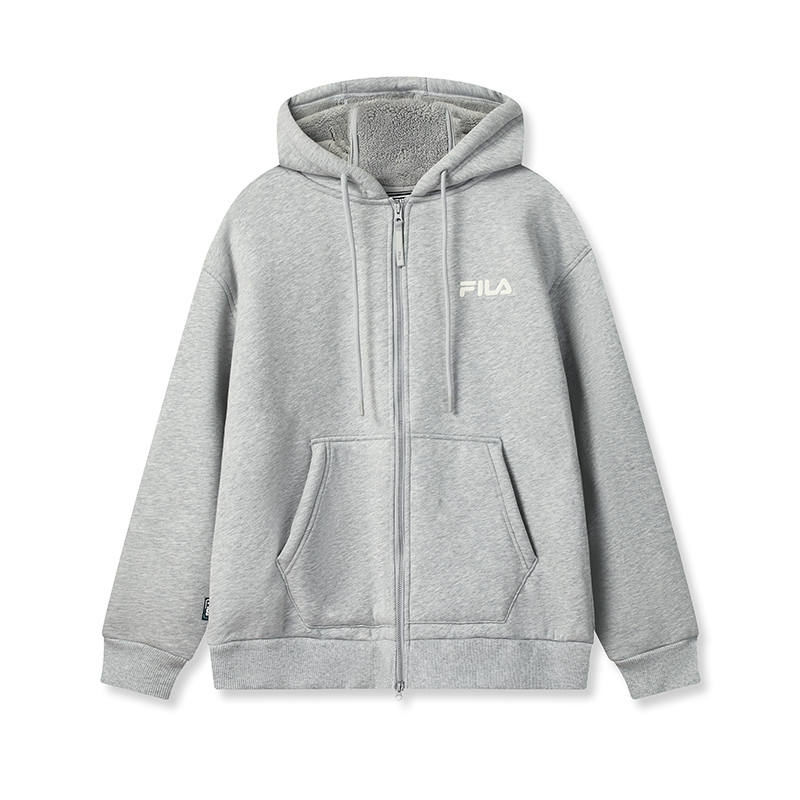 FILA ORIGINALE Fleece Lined Fashion Vintage Classic Trendy Casual Versatile Hooded Jacket Unisex Gray