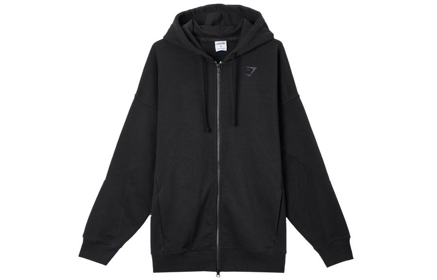 GYMSHARK Jackets Men's Black Hooded Moderate Other