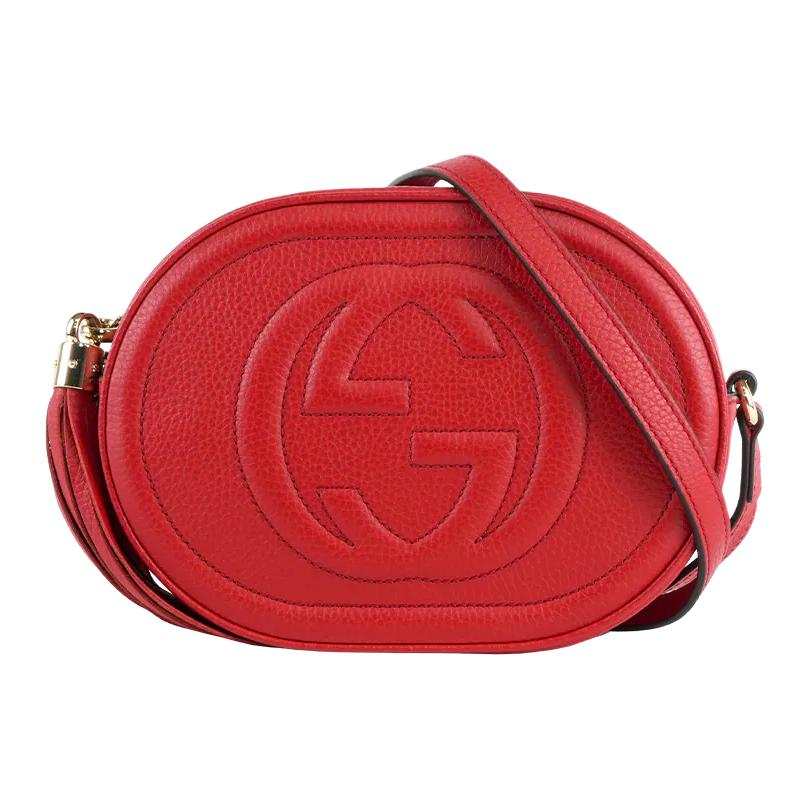 GUCCI Soho Cow Leather Crossbody Bag, Shoulder Bag Women's Red