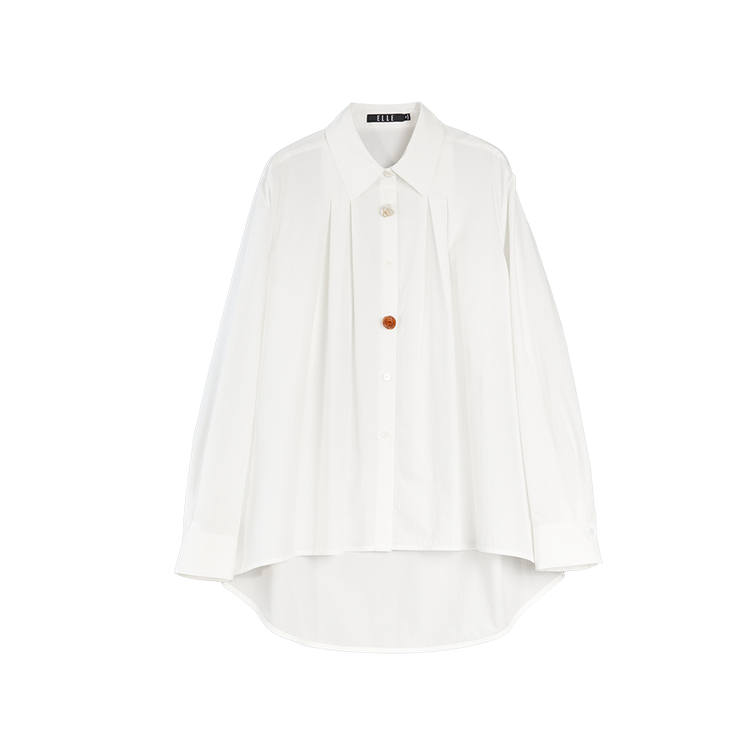 ELLE Shirts Women's White Lapel Shirt