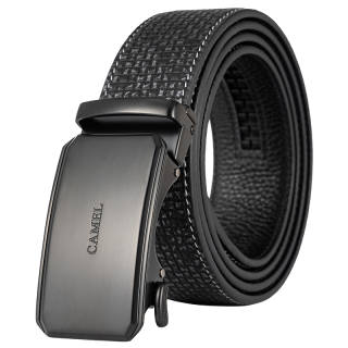 CAMEL Zinc Alloy Leather Belts Men's Black Width 3.55cm