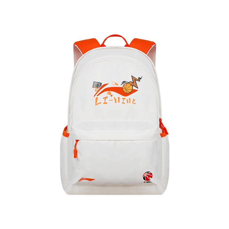 Li-Ning Li Ning Polyester Backpack Unisex White Orange