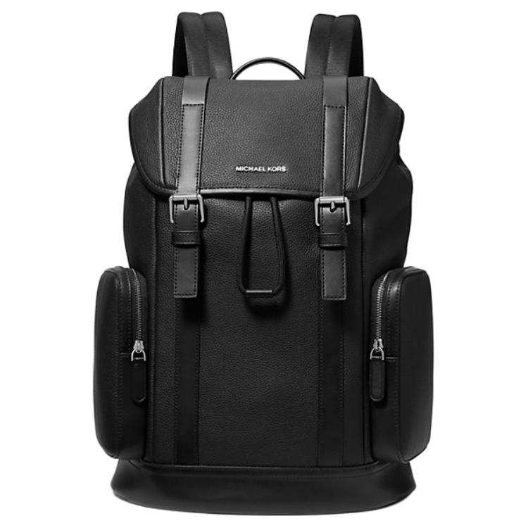 MICHAEL KORS MICHAEL KORS Hudson Litchi Grain Leather Backpack Unisex Black