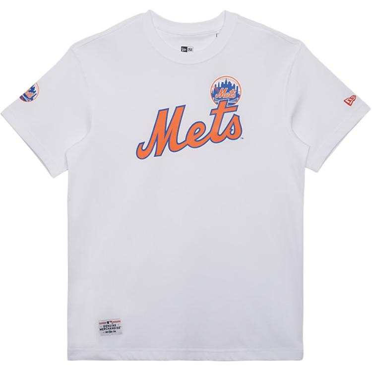 New Era T Shirts Unisex 14148849 White/New York Mets Crew Neck