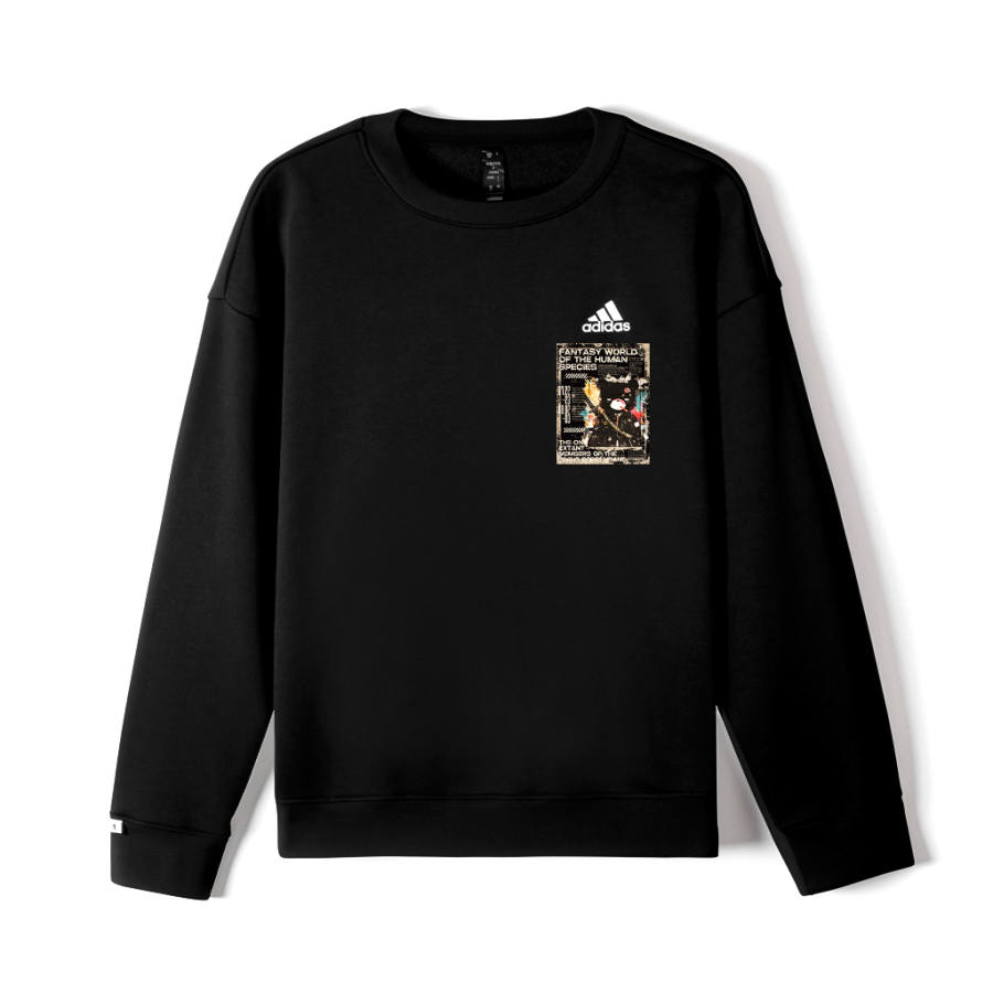 Adidas Adidas LABEL Sweatshirts Unisex Black Crew Neck Moderate Regular