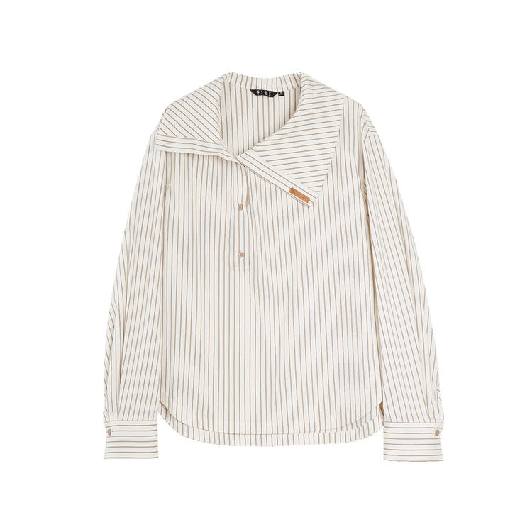 ELLE Shirts Women's Stripes Lapel