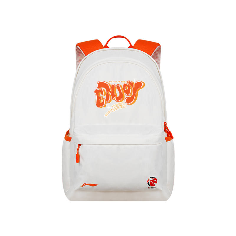 Li-Ning Li Ning CBA Collection Polyester Backpack Unisex White Orange