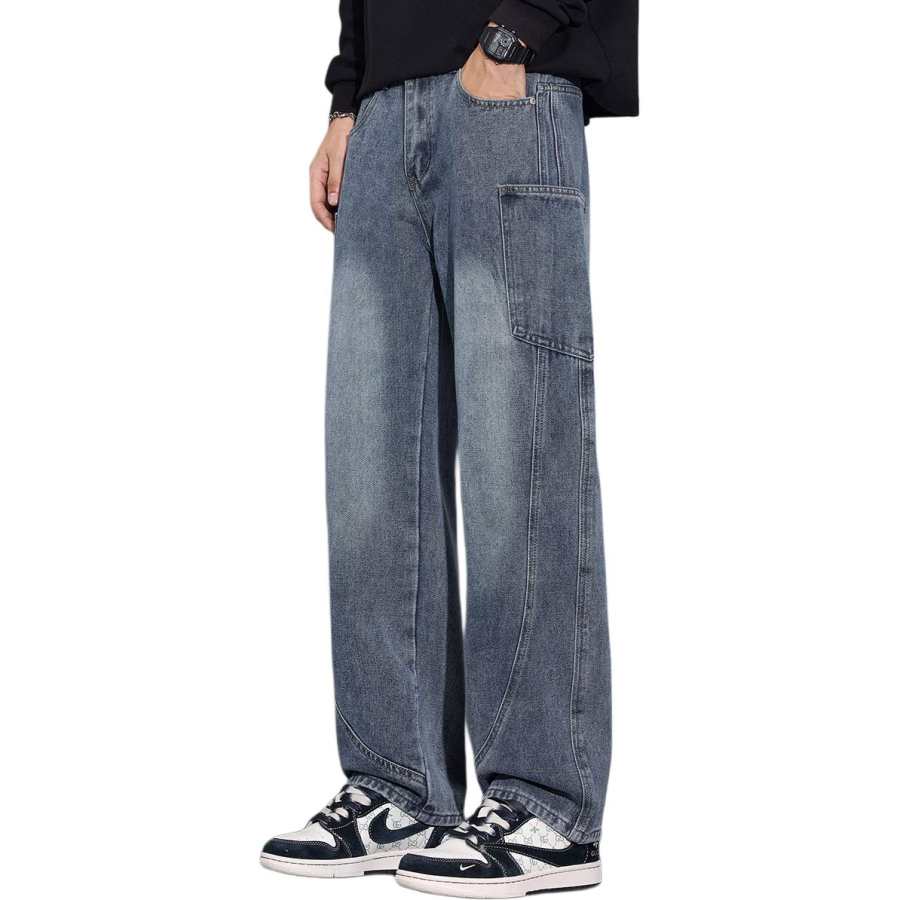Tonlion Jeans Unisex Denim Blue Moderate Wide Leg Pants
