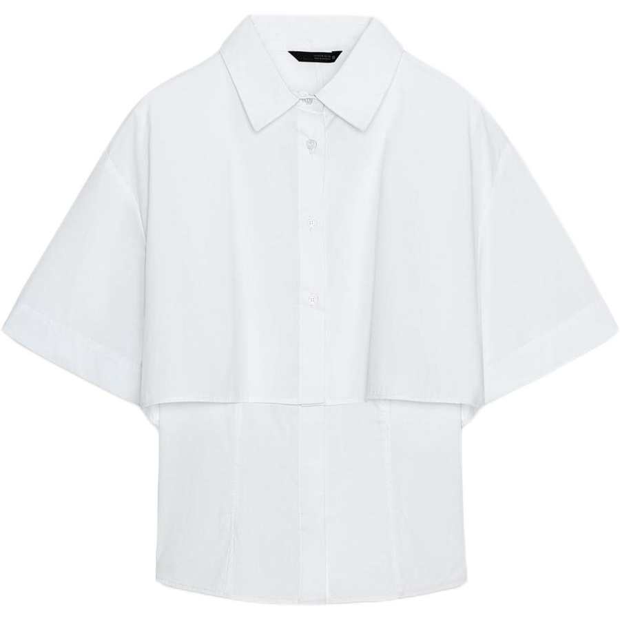 ZARA Shirts Women's White Lapel Moderate