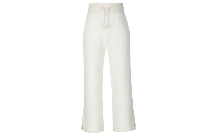 Nike Nike Sportswear Phoenix Fleece Solid Color High Rise Lace Up Wide Leg Fleece Lined Loose Fit Casual Pants Women's Ecru