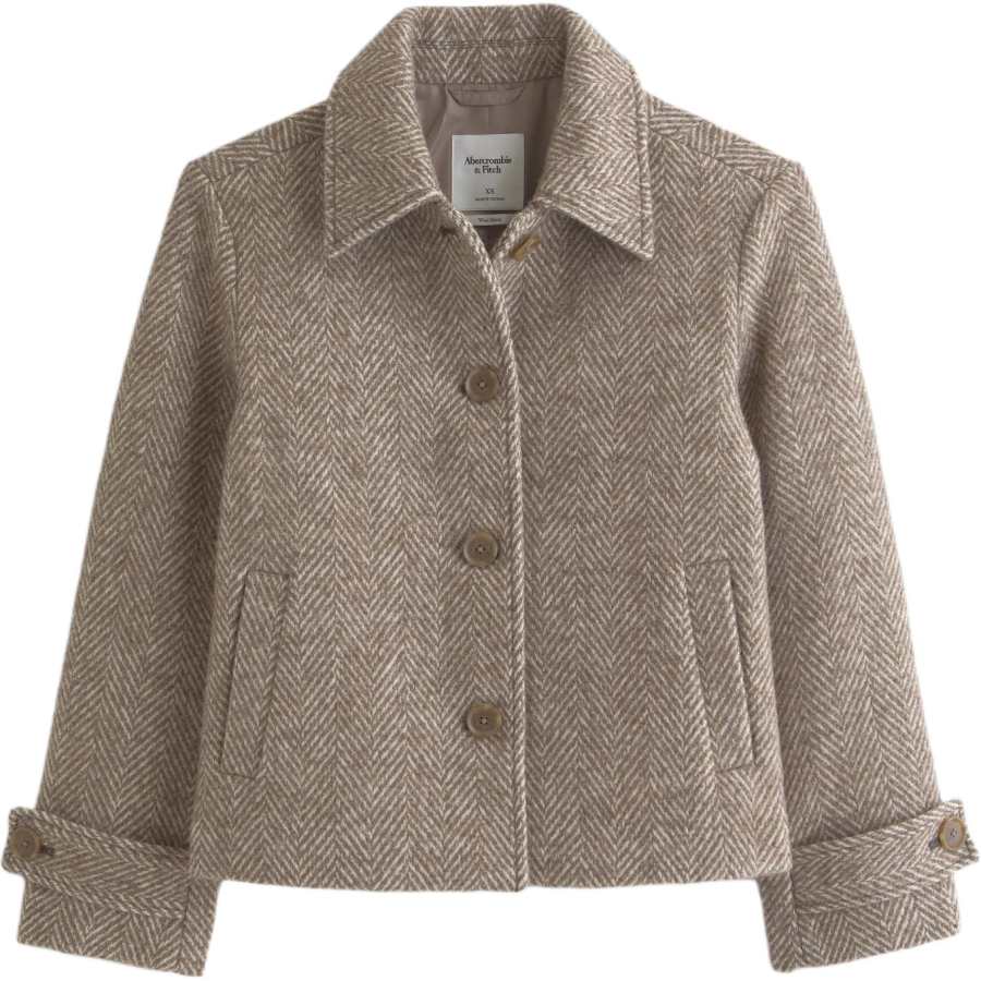 Abercrombie&Fitch Coats Women's Brown Herringbone Lapel Moderate