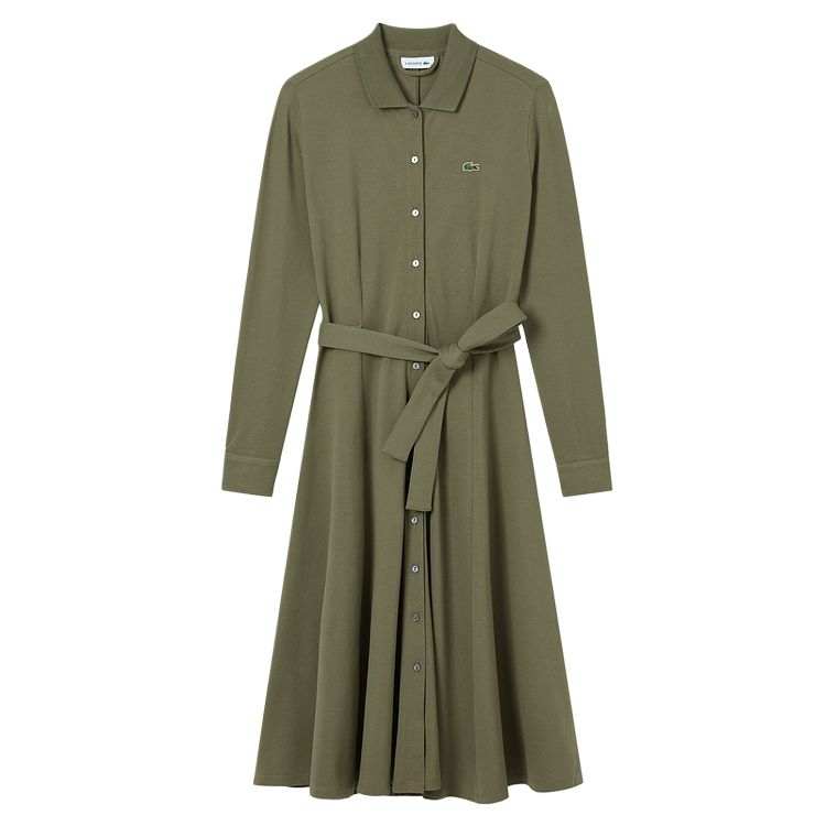 LACOSTE Lacoste button belted midi dress