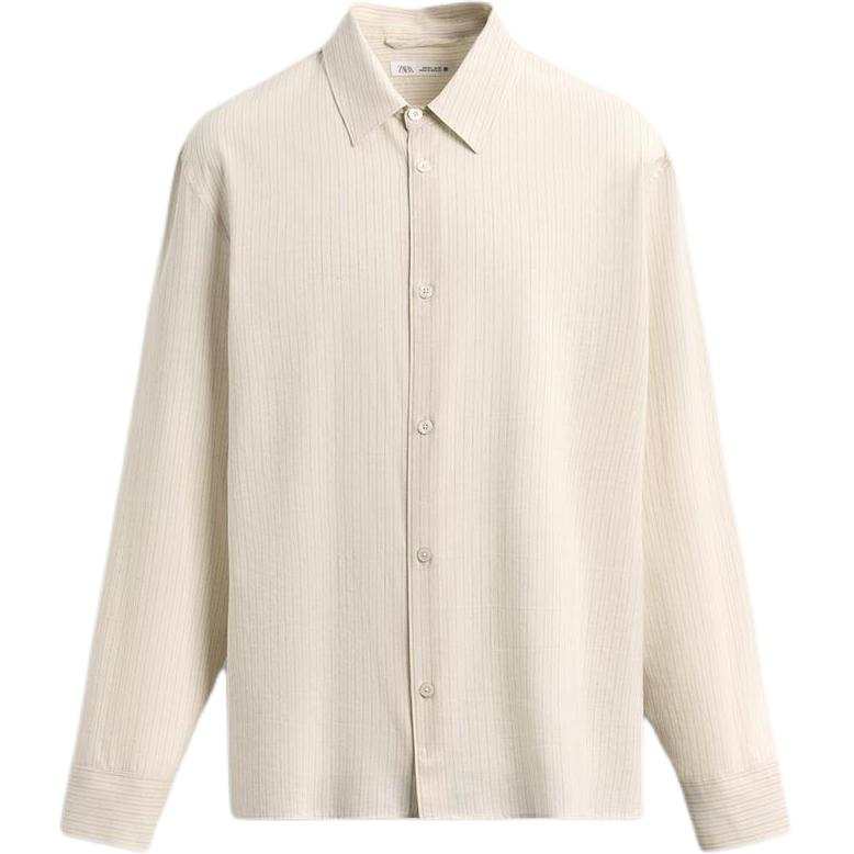 ZARA Shirts Men's Beige Lapel Moderate