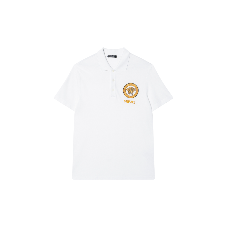 VERSACE Versace logo-embroidered polo shirt