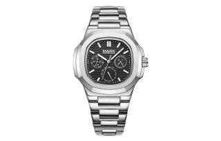 FAIRWHALE Quartz Movement Metal Strap Watch Men's Watches Black Dial