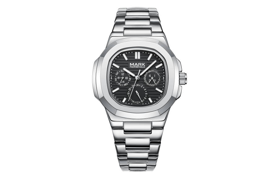 FAIRWHALE Quartz Movement Metal Strap Watch Men's Watches Black Dial
