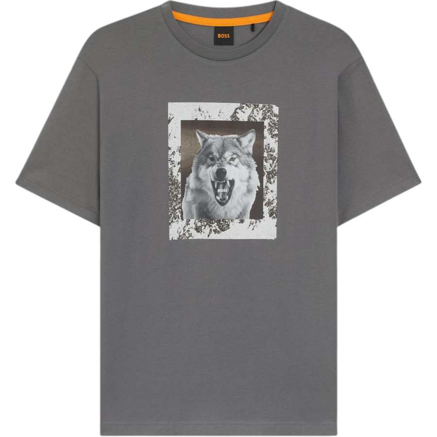 HUGO BOSS T Shirts Men's Gray Crew Neck Moderate Straight Fit